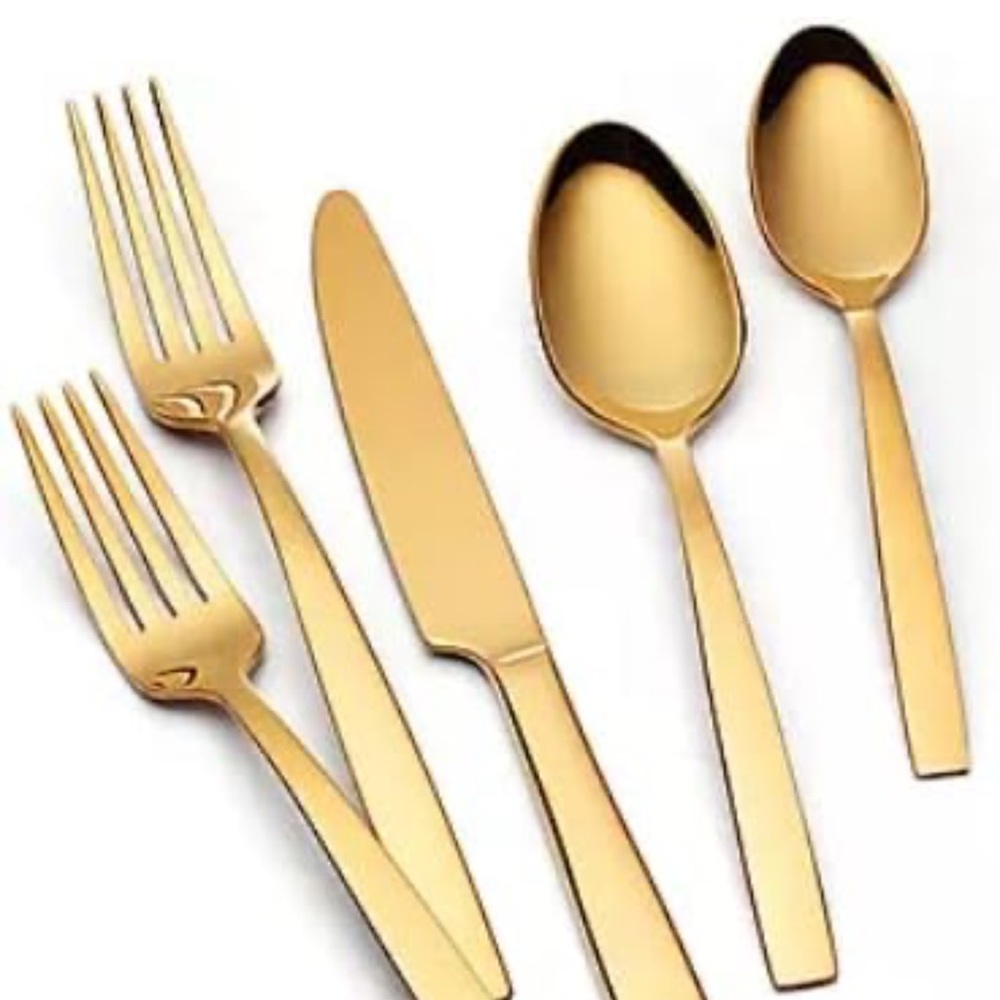 HAMPTON FORGE Skandia Clearview Satin 20 Piece Flatware Set (Gold)